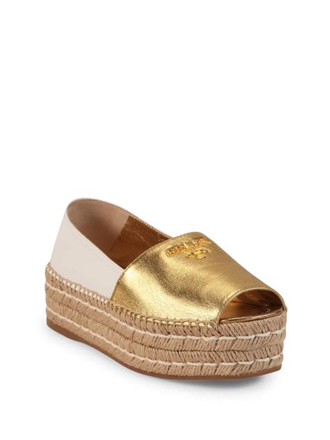 prada espadrillas dorate|Women's Prada Sandal Espadrilles .